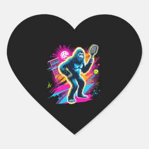 1980er Bigfoot Sasquatch Playing Pickleball Herz-Aufkleber