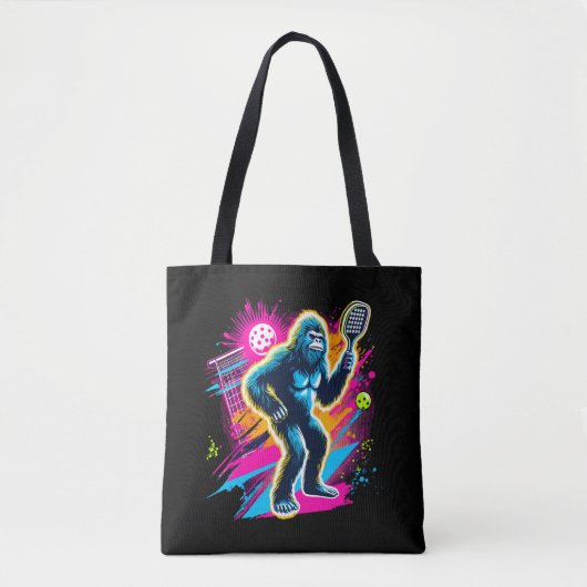 1980er Bigfoot Sasquatch Playing Pickleball Tasche (Vorderseite)