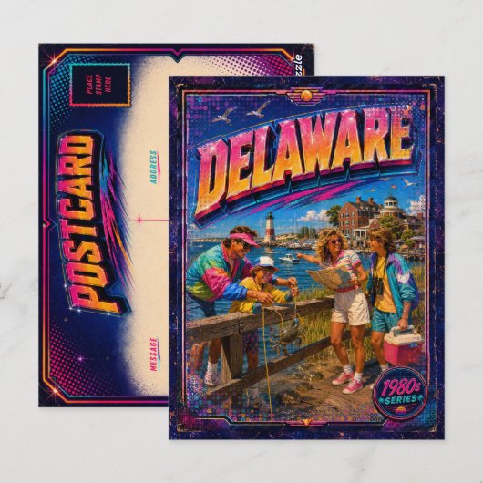 1980er Delaware Postkarte 80er Retro (Vorne/Hinten)