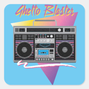 1980er Ghetto-Blaster Boombox Quadratischer Aufkleber