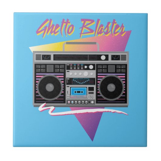 1980er Ghettoblaster Boombox Fliese (Vorderseite)