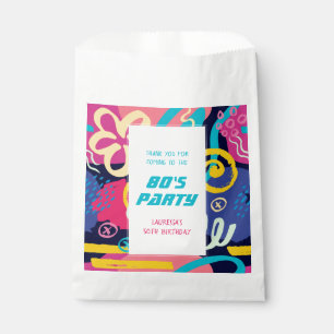 1980er Jahre: Funky Colorful Doodles Retro Geburts Geschenktütchen