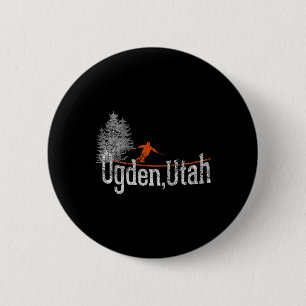 1980er Jahre Stil Ogden Utah Vintag Skifahren Button