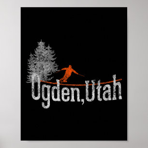 1980er Jahre Stil Ogden Utah Vintag Skifahren Poster