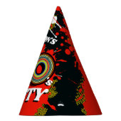 1980er Party Geburtstag grafische platsche rote Na Partyhütchen (Rechts)