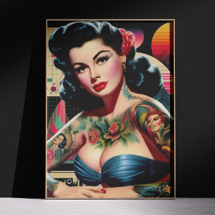 1980er Retrowave Pin-up Poster
