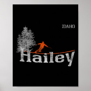 1980er Stil Hailey Idaho Vintage Skifahren Poster