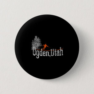 1980er Stil Ogden Utah Vintage Skifahren Button