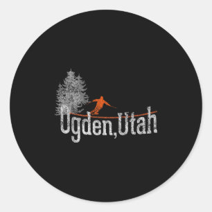 1980er Stil Ogden Utah Vintage Skifahren  Runder Aufkleber