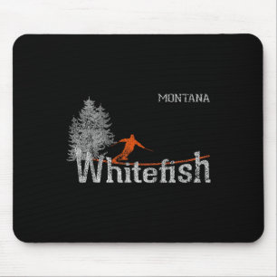 1980er Stil Whitefish Montana Vintage Skifahren Mousepad