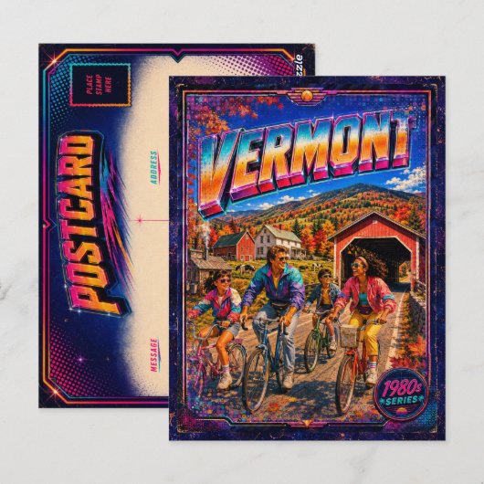 1980er Vermont Postkarte 80er Retro (Vorne/Hinten)