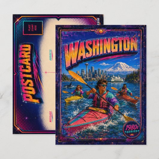 1980er Washington Postkarte 80er Retro (Vorne/Hinten)