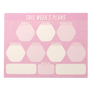 1980s Pink Hand Drawn Grid Planner Weekly Notizblock