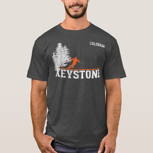 1980s Style Keystone CO Vintage Skiing T-Shirt (Vorderseite)
