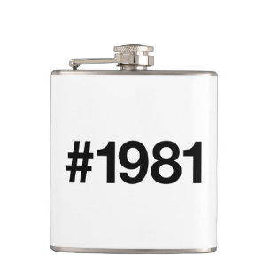 1981 Hashtag 44 Geburtstag Jahrestag Flachmann