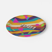 1981 - Retro Vintager 80er Neon Geometric - Pappteller (Schrägansicht)