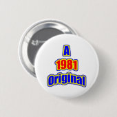 1981 Vorlagen-Querstations-Rot Button (Vorne & Hinten)