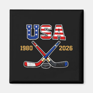 1982 2026 Hockey Vintage USA gekreuzte Schläger Magnet