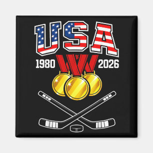 1982 2026 Hockey Vintage USA gekreuzte Schläger Magnet