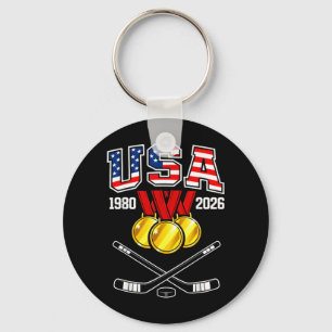 1982 2026 Hockey Vintage USA gekreuzte Schläger Schlüsselanhänger