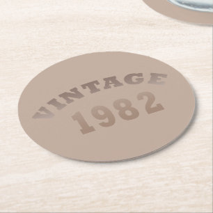 1982 geboren, elegantes modernes Vintage-Geburtsta Runder Pappuntersetzer
