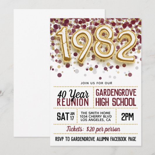 1982 Uni-Wiedersehen Einladung (Vorne/Hinten)