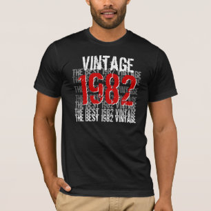 1982 Vintag Trendy 30. Geburtstag Rot Schwarz-wei T-Shirt