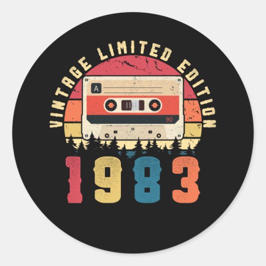1983 Birthday Kassette Tape Runder Aufkleber (Vorderseite)