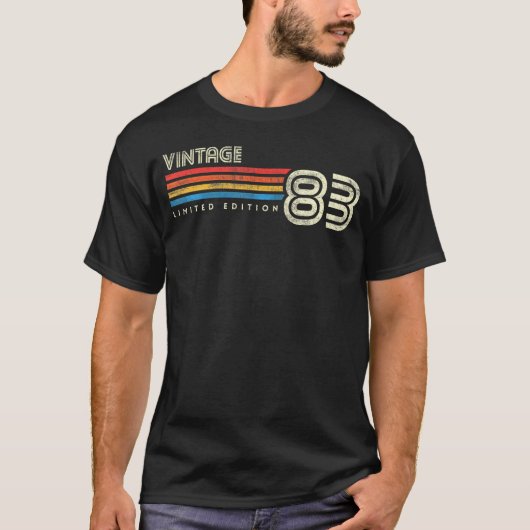 1983 Bruststreifen 40 Geburtstag T-Shirt (Vorderseite)