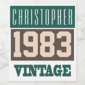 1983 Geburtsjahr. Geburtstag Vintag Weinetikett (Einzelnes Label)