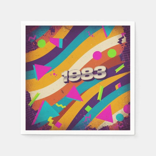 1983 - Retro Vintag 80er Neon Geometric - Serviette (Vorderseite)