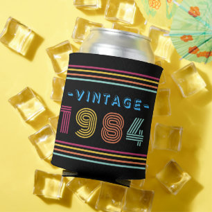 1984 Vintage Retro Streifen Neon Hell Dosenkühler