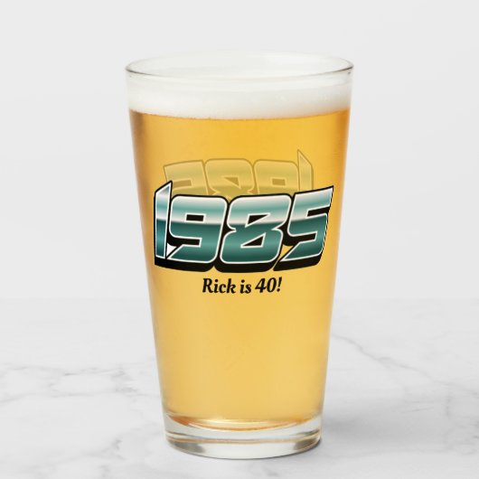 1985 40. Geburtstag Retro Stripe Retro Schriftart  Glas (Rückseite (gefüllt))