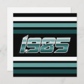 1985 Retro Stripe Aquamarin 40. Dankeschön Karte (Vorne/Hinten)
