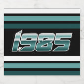 1985 Retro Stripe Aquamarin Bierflaschenetikett (Einzelnes Label)