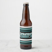 1985 Retro Stripe Aquamarin Bierflaschenetikett (Vorderseite)