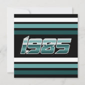 1985 Retro Stripe Aquamarin Einladung (Vorderseite)