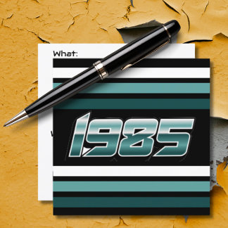 1985 Retro Stripe Aquamarin Einladung