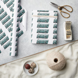 1985 Retro Stripe Aquamarin Geschenkpapier