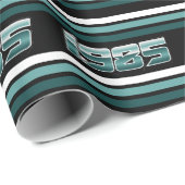 1985 Retro Stripe Aquamarin Geschenkpapier (Rolleneckpunkt)