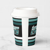 1985 Retro Stripe Aquamarin Pappbecher (Rechts)