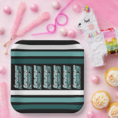 1985 Retro Stripe Aquamarin Pappteller (Party)