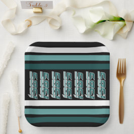 1985 Retro Stripe Aquamarin Pappteller