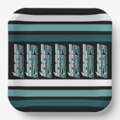 1985 Retro Stripe Aquamarin Pappteller (Vorderseite)