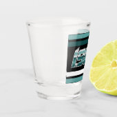 1985 Retro Stripe Aquamarin Schnapsglas (Links)