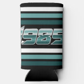 1985 Retro Stripe Aquamarin Selters Dosenkühler (Rückseite)