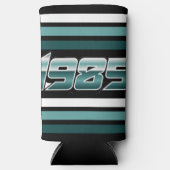 1985 Retro Stripe Aquamarin Selters Dosenkühler (Vorderseite)