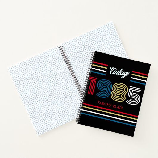1985 Retro Stripe Numbers 1985 Spiral Notebook Notizblock (Innenseite)