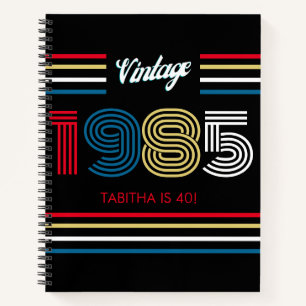 1985 Retro Stripe Numbers 1985 Spiral Notebook Notizblock