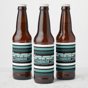 1985 Retro Stripe Türkis Bierflaschenetikett